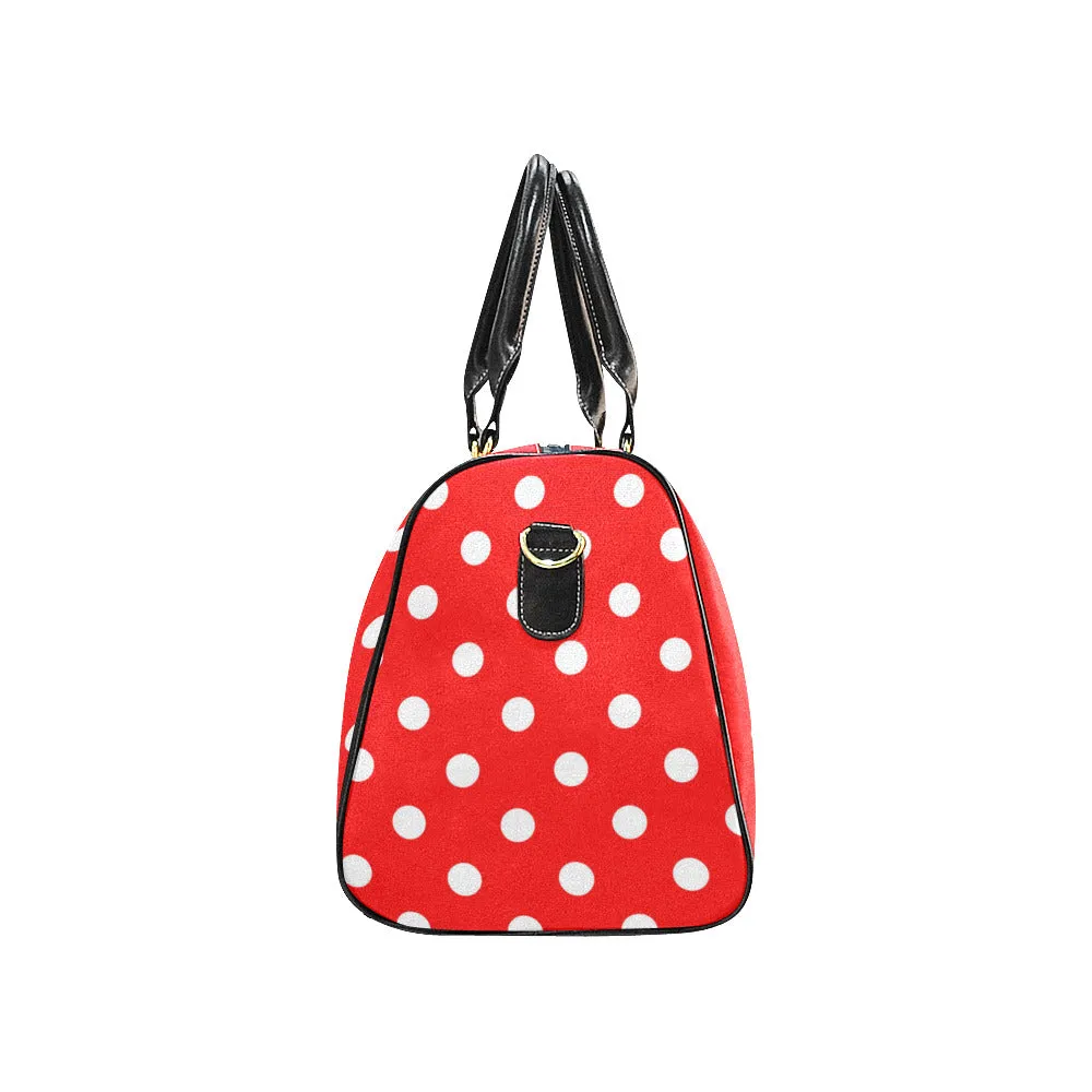 Red With White Polka Dots Waterproof Luggage Travel Bag