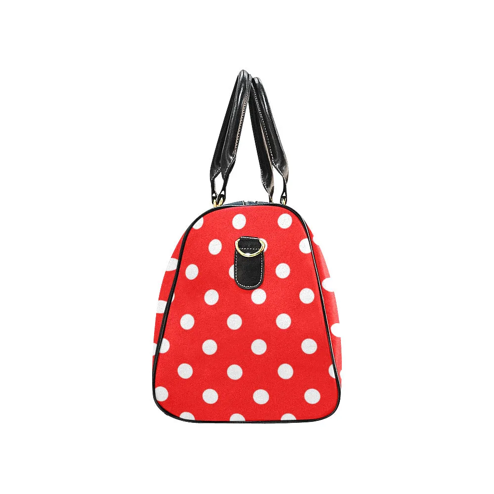 Red With White Polka Dots Waterproof Luggage Travel Bag