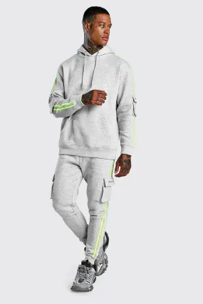 Reflective MAN Official Tracksuit With Stripes | boohooMAN UK