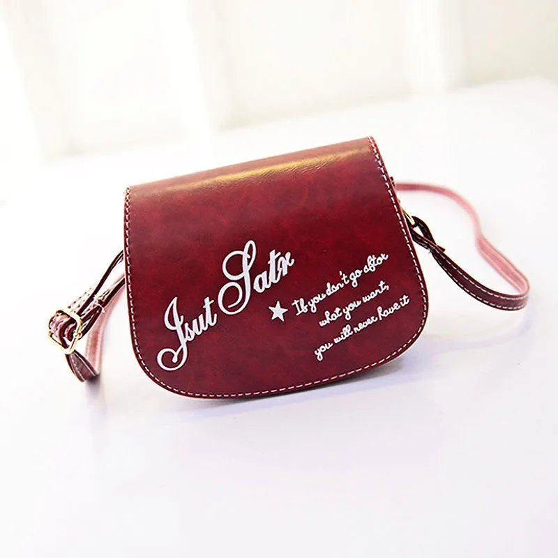 Retro PU Leather Mini Small Adjustable Hasp Shoulder Bag Hbag Letter Solid Packet