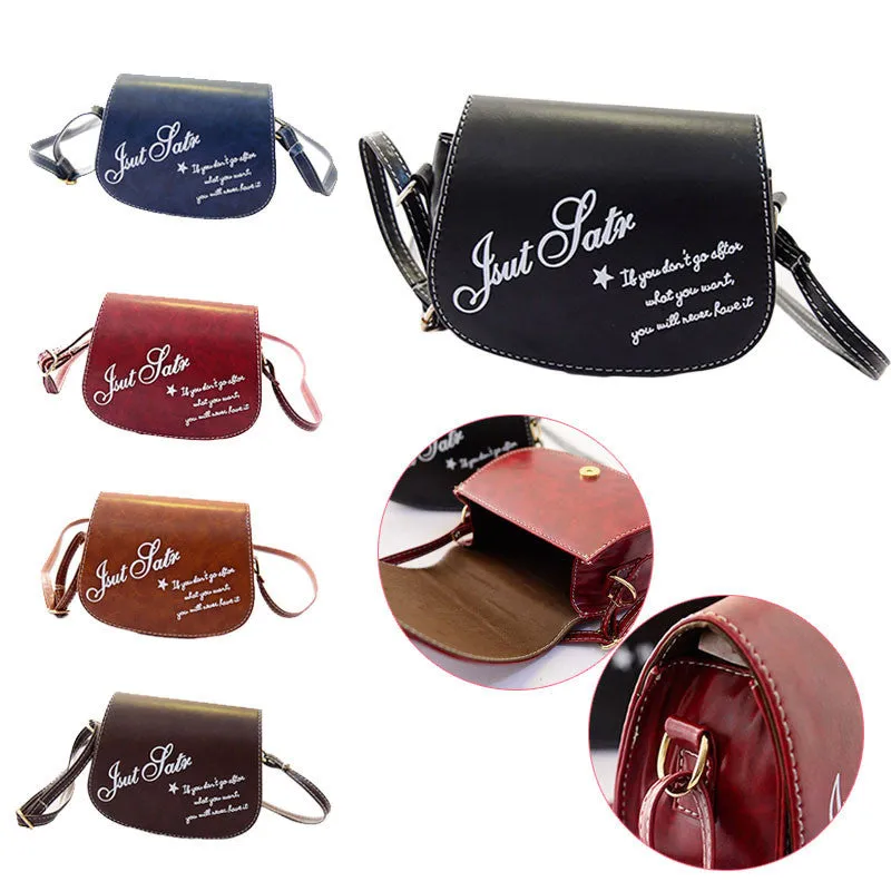 Retro PU Leather Mini Small Adjustable Hasp Shoulder Bag Hbag Letter Solid Packet