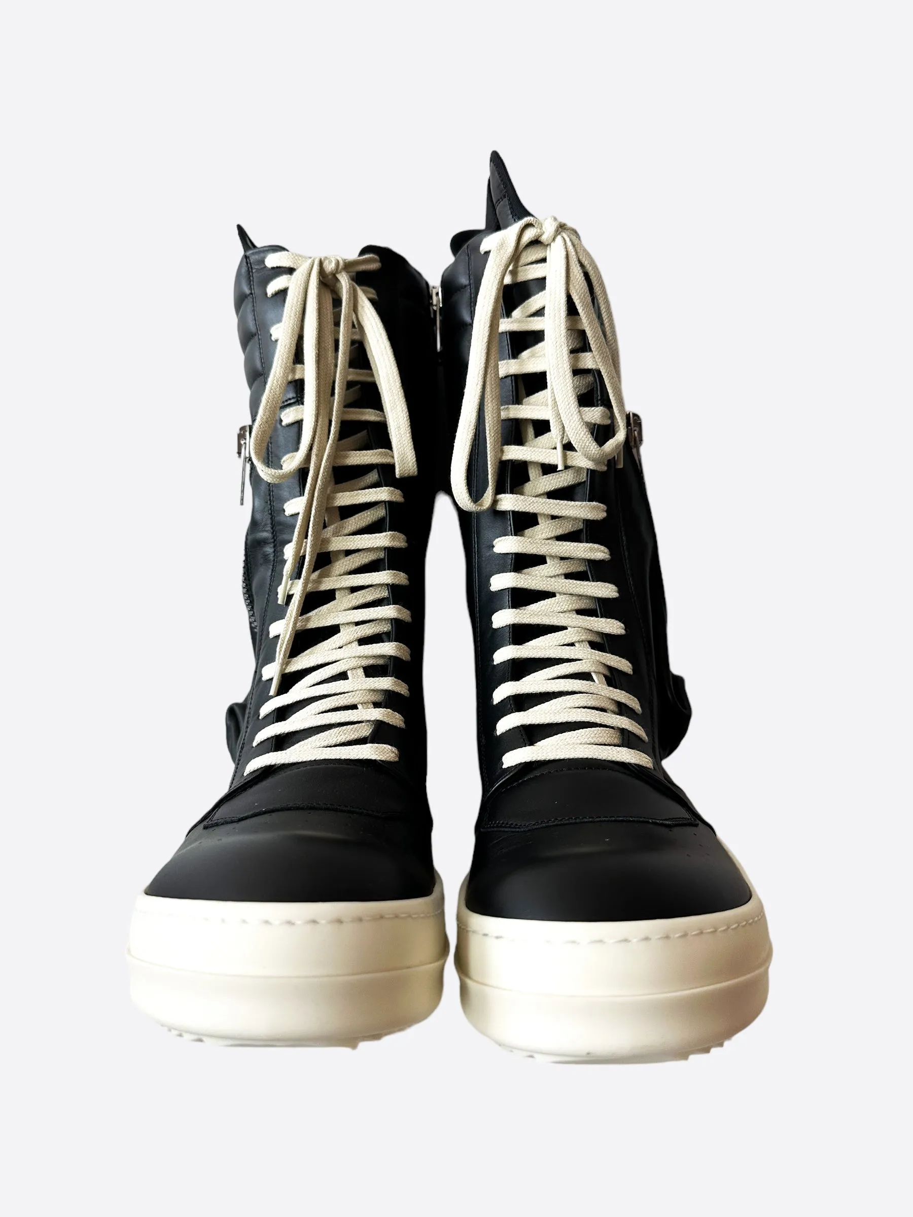 Rick Owens Black & White Cargobasket High Top Sneakers