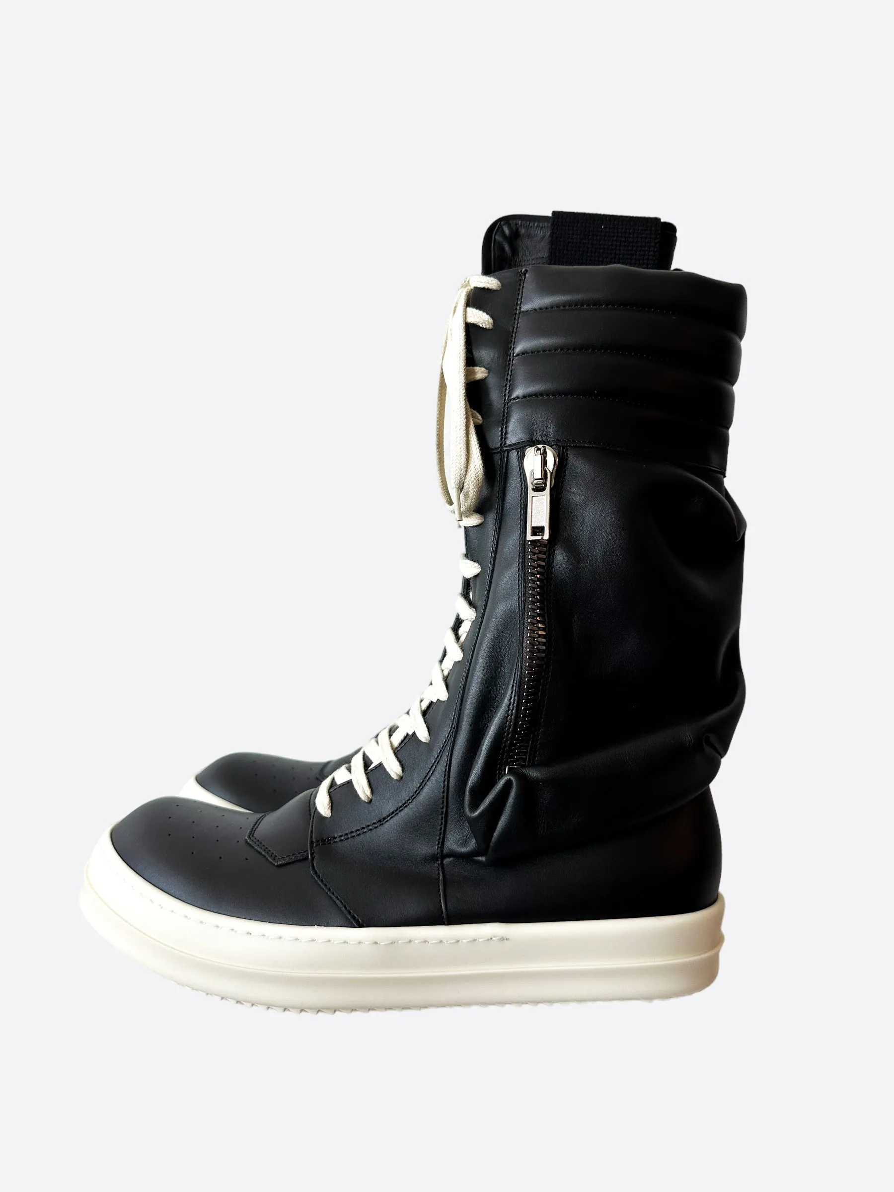 Rick Owens Black & White Cargobasket High Top Sneakers