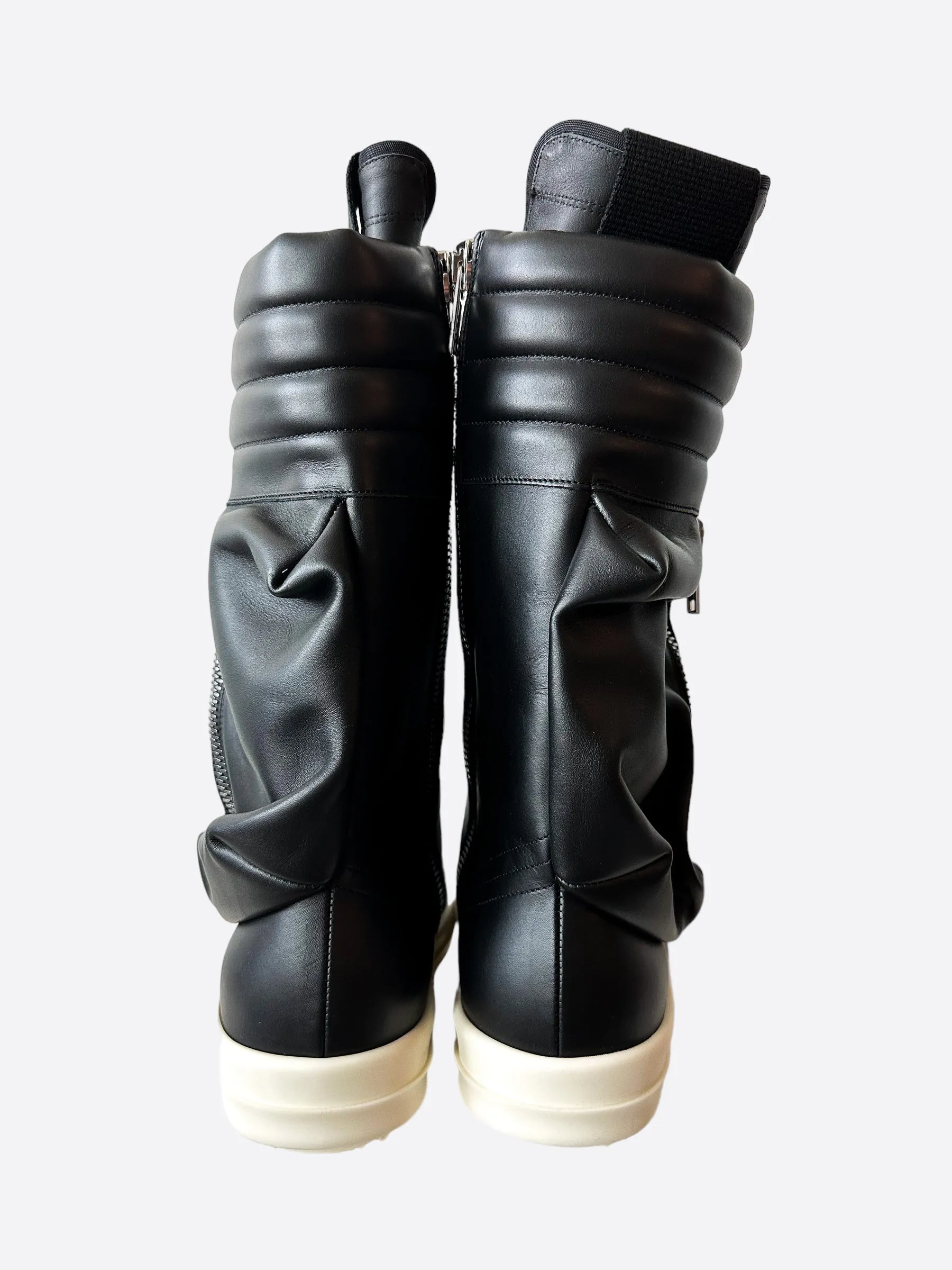 Rick Owens Black & White Cargobasket High Top Sneakers