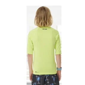 Rip Curl BOYS BRAND WAVE UPF RASH VEST IN LIME