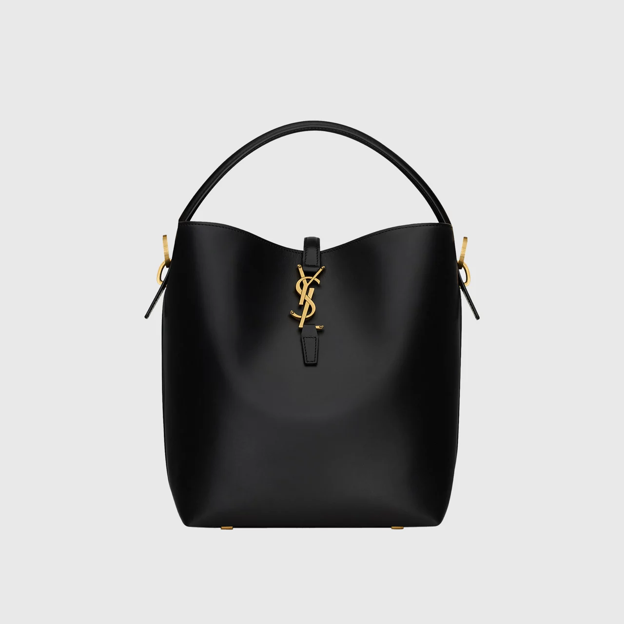 SAINT LAURENT Le 37 Shiny Leather Bucket Bag - NERO