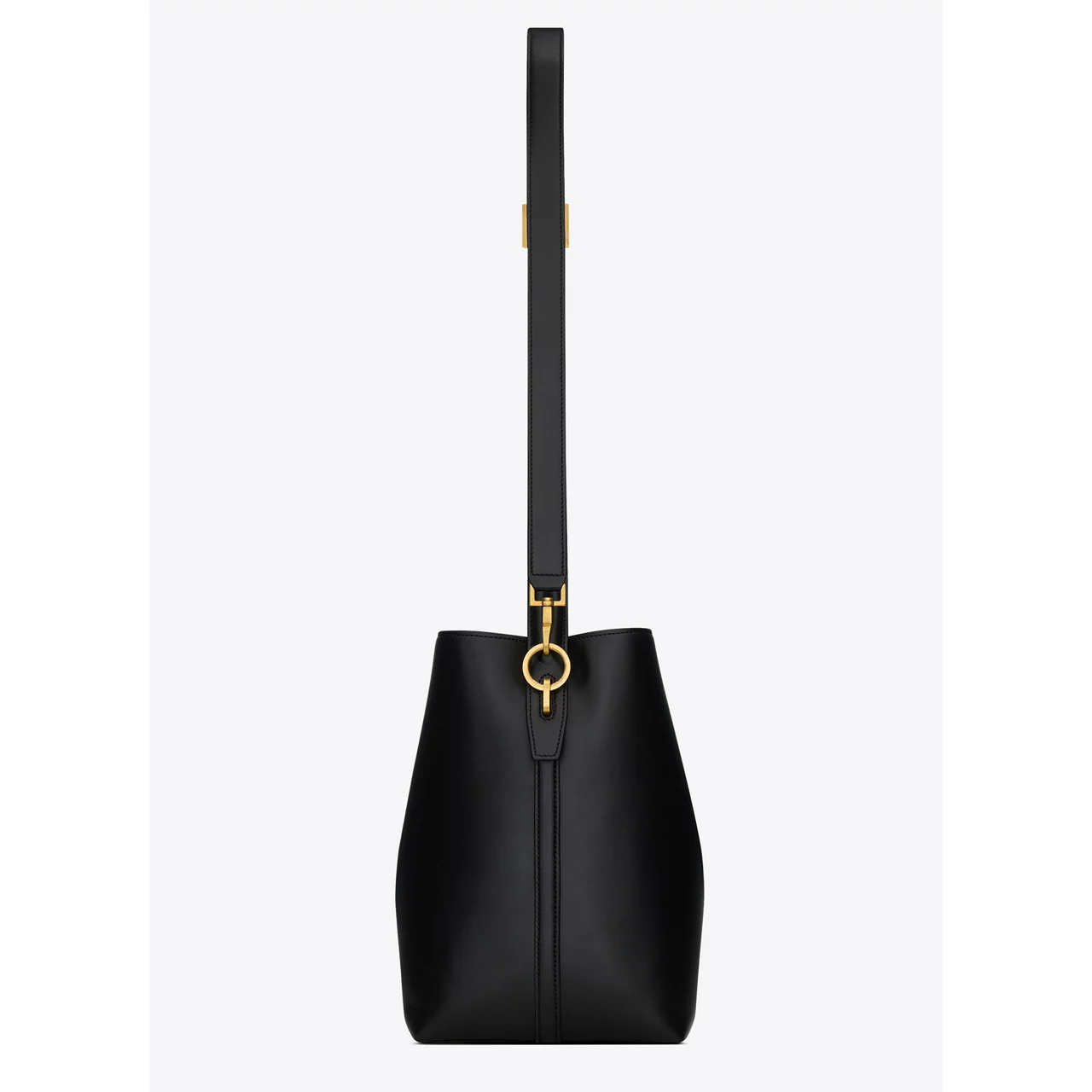 SAINT LAURENT Le 37 Shiny Leather Bucket Bag - NERO