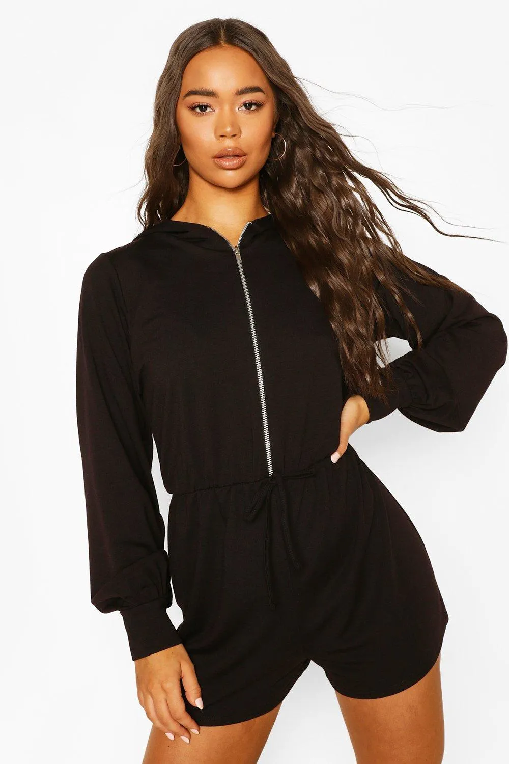 Soft Zip Through Hooded Romper