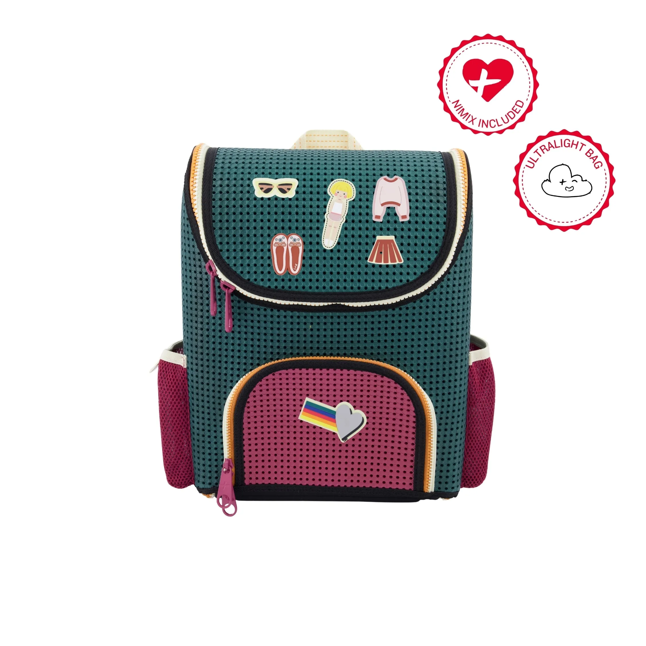 Student Backpack Artist Green with Nimix Paper-doll-girl Set