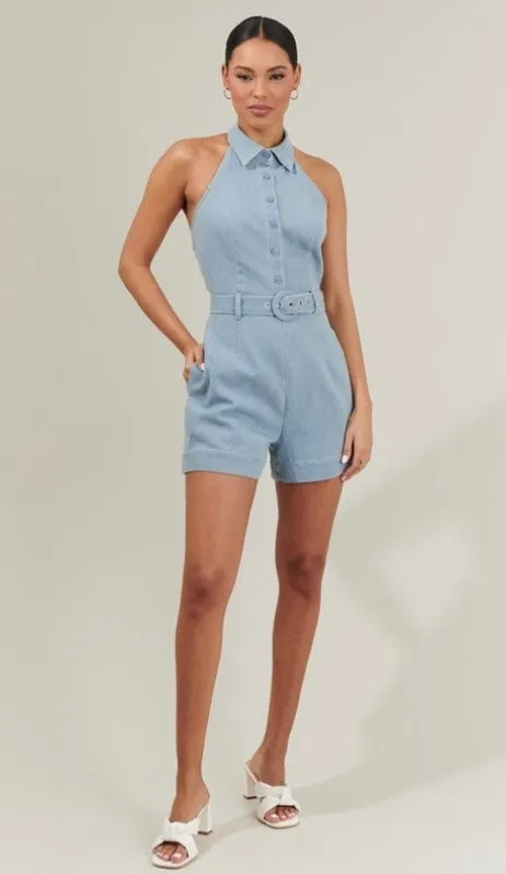 Sugarlips - Roslyn Denim Halter Romper