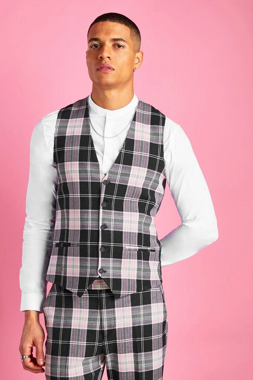 Super Skinny Plaid Check Vest