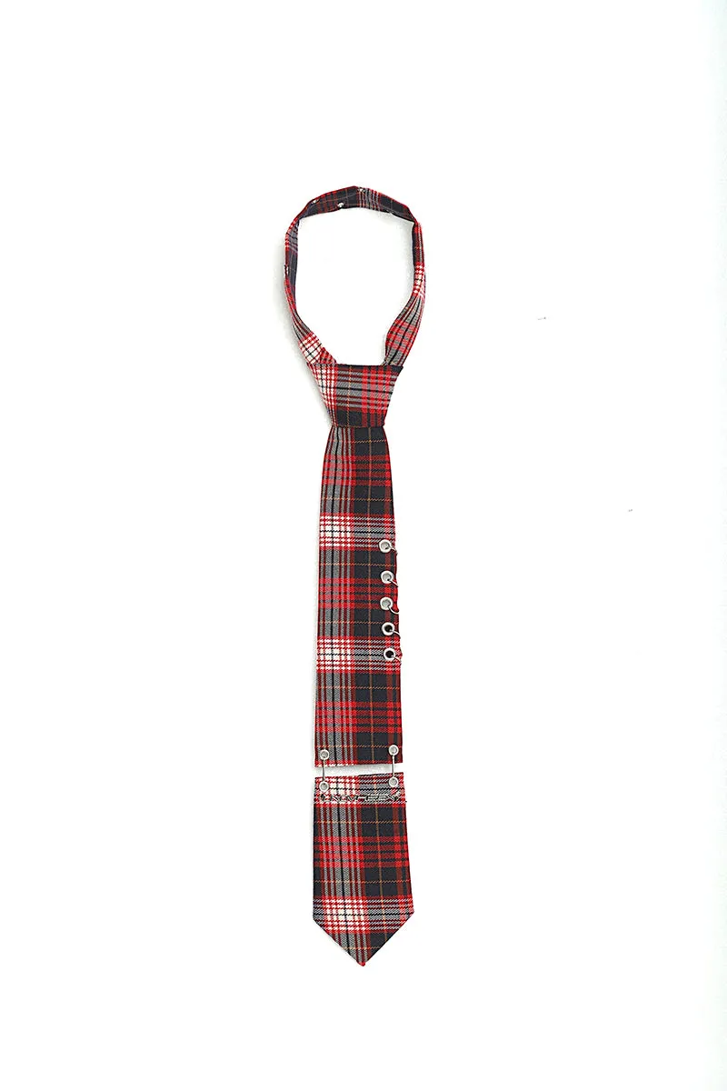 Suzy Red Checkered Chain Ring Necktie