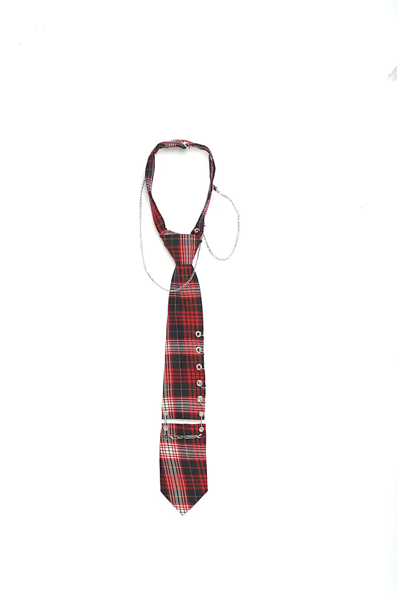 Suzy Red Checkered Chain Ring Necktie