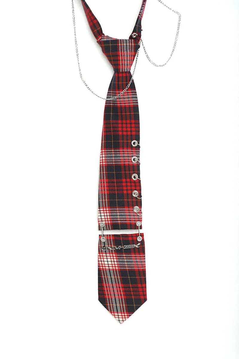 Suzy Red Checkered Chain Ring Necktie