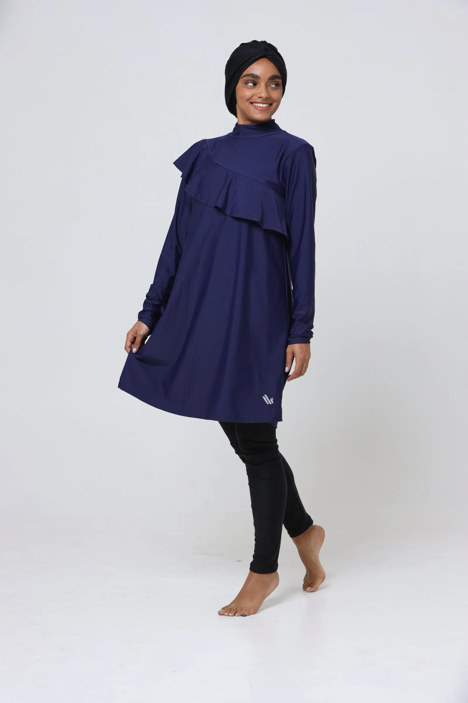 The Ruffle Modest Swim Tunic - Navy