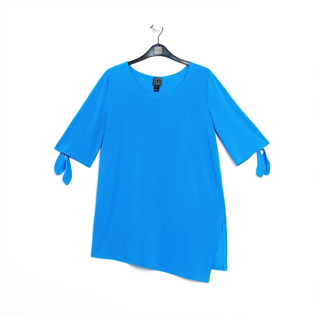 Tie Cuff Asymmetrical Vent Tunic - Brilliant Blue - Final Sale!