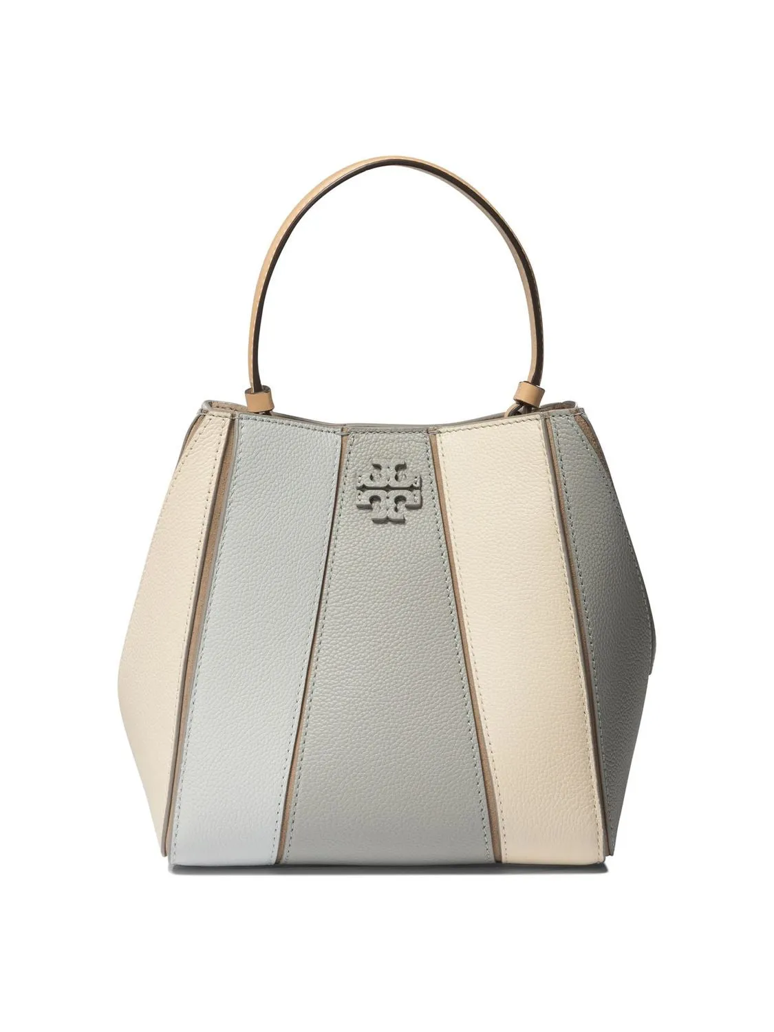 TORY BURCH Small McGraw Leather Bucket Bag in Grey