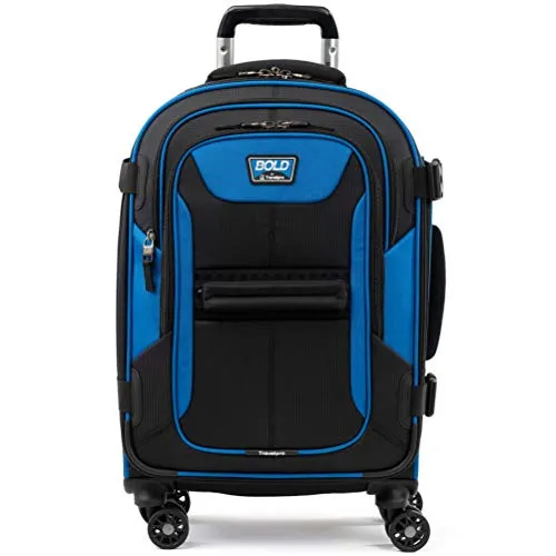 Travelpro Bold 21” Carry-On, Expandable Spinner Luggage With Easy-Access Tablet Sleeve, Blue/Black