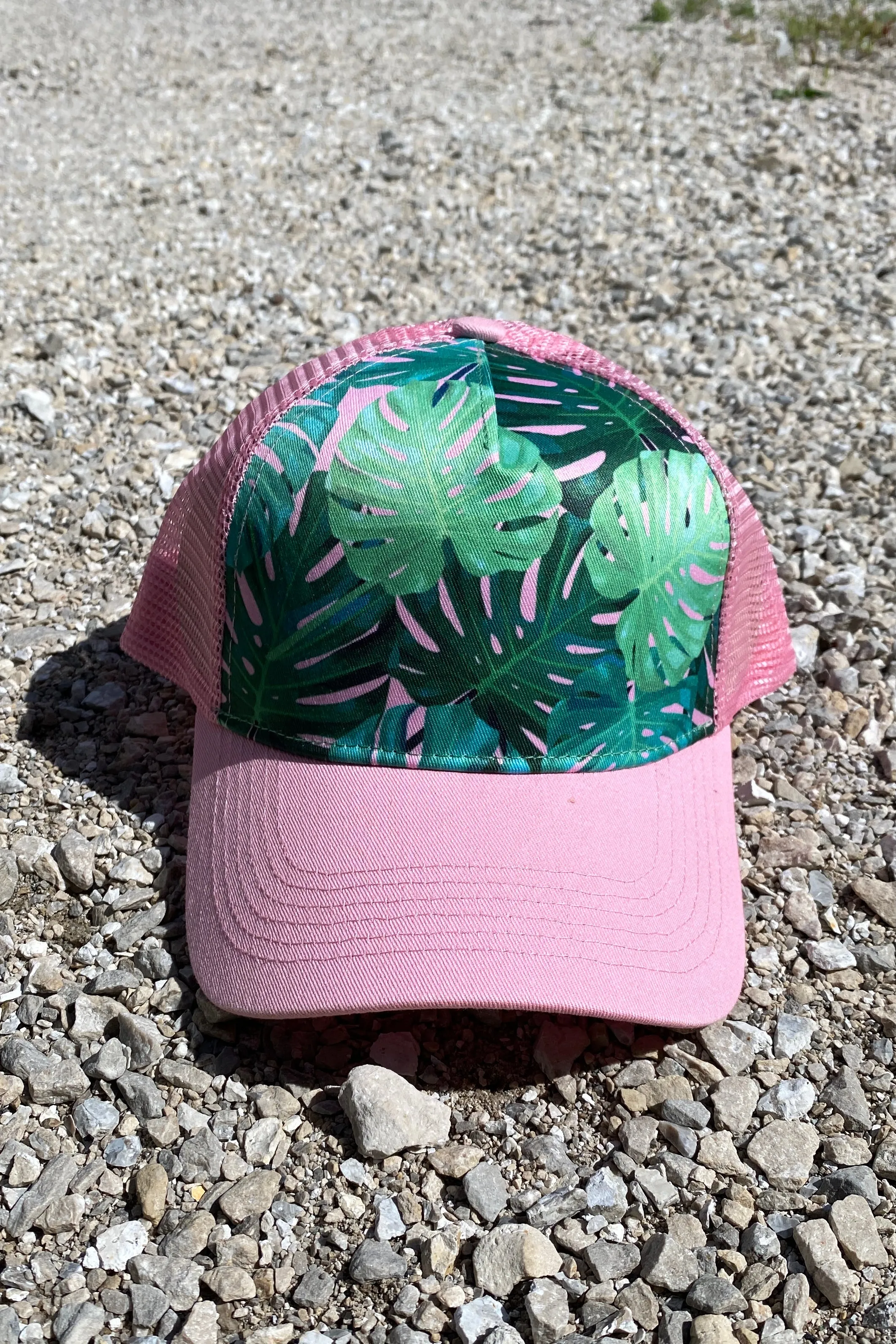 Trucker Hat - Pink Monstera