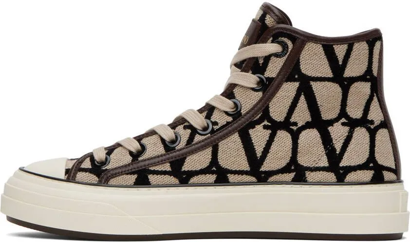 Valentino Garavani Beige & Black Totaloop Sneakers