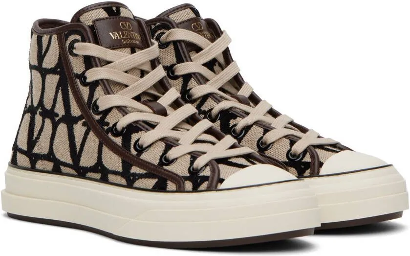 Valentino Garavani Beige & Black Totaloop Sneakers