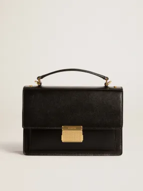 Venezia Bag in black boarded leather with gold details