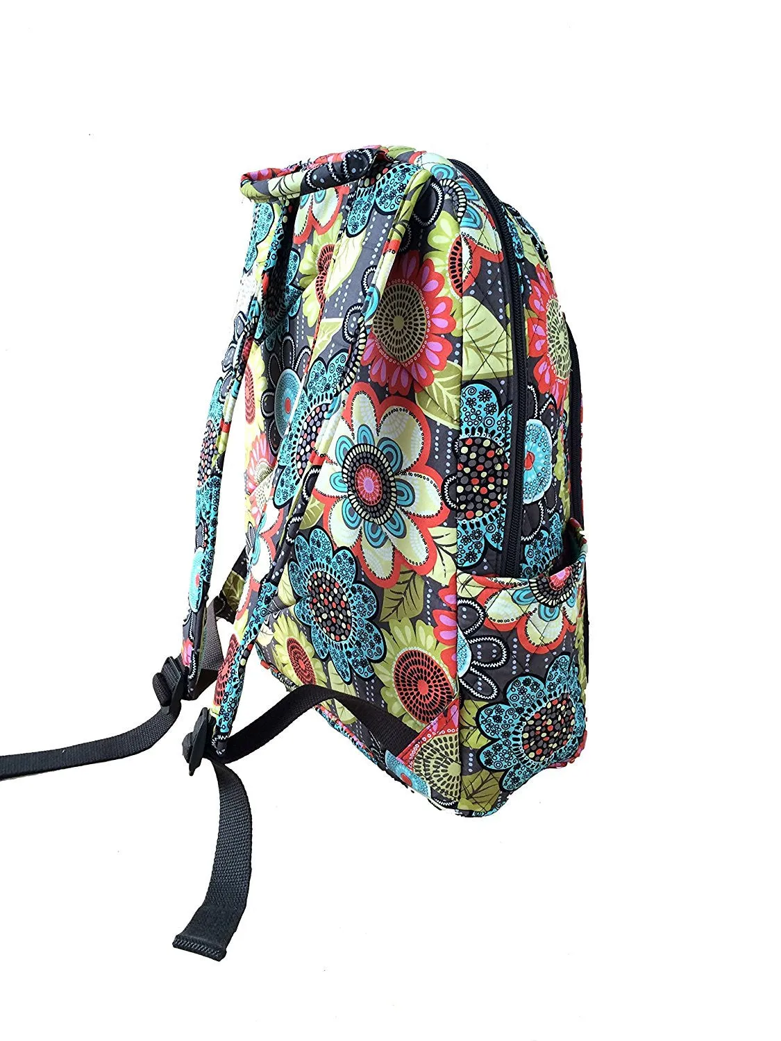 Vera Bradley Laptop Backpack (Updated Version) with Solid Color Interiors (Flower Shower with Green Interiors)