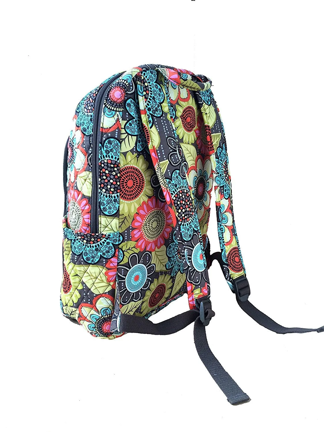 Vera Bradley Laptop Backpack (Updated Version) with Solid Color Interiors (Flower Shower with Green Interiors)