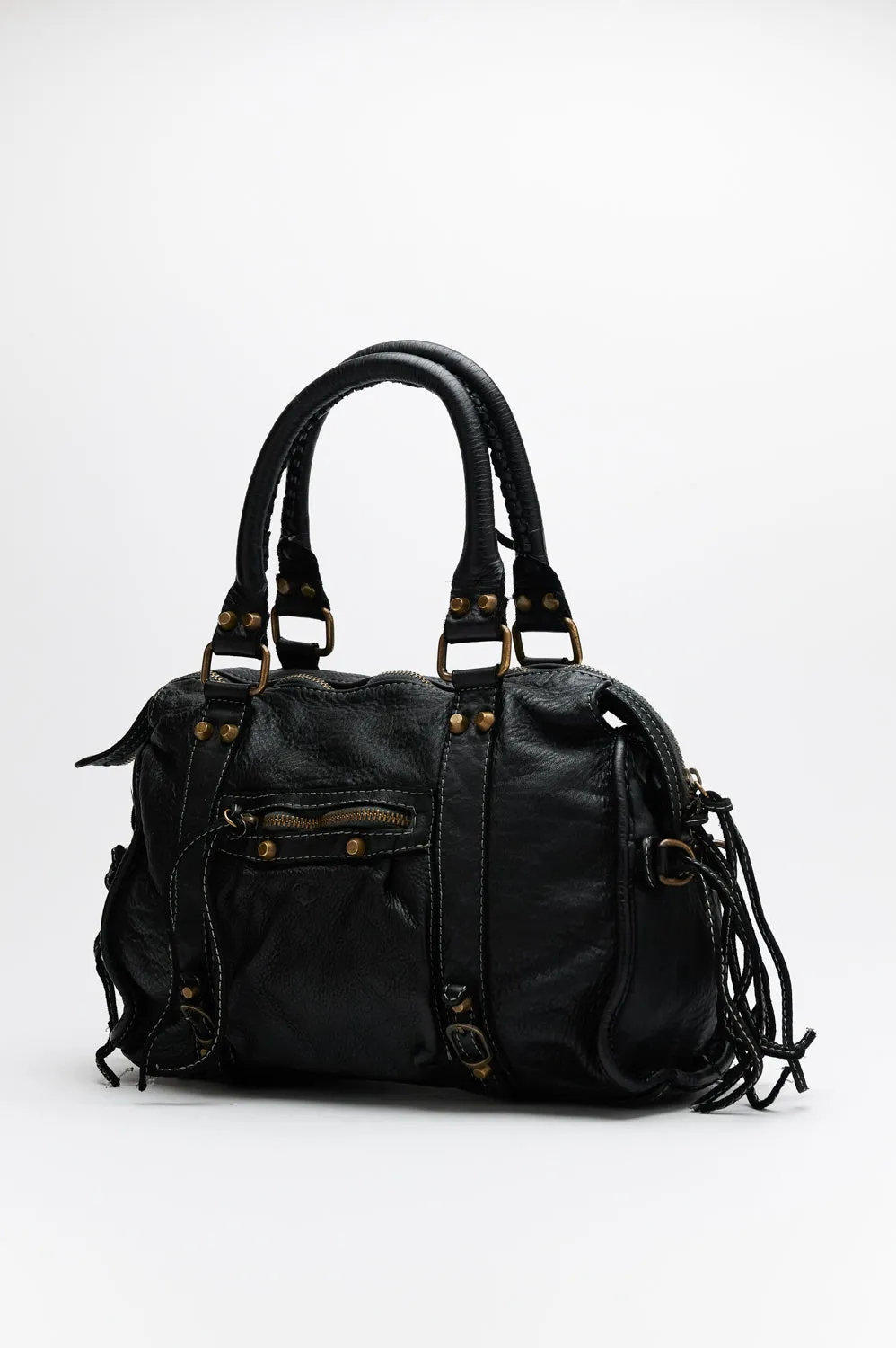 Verona leather bag with fringes