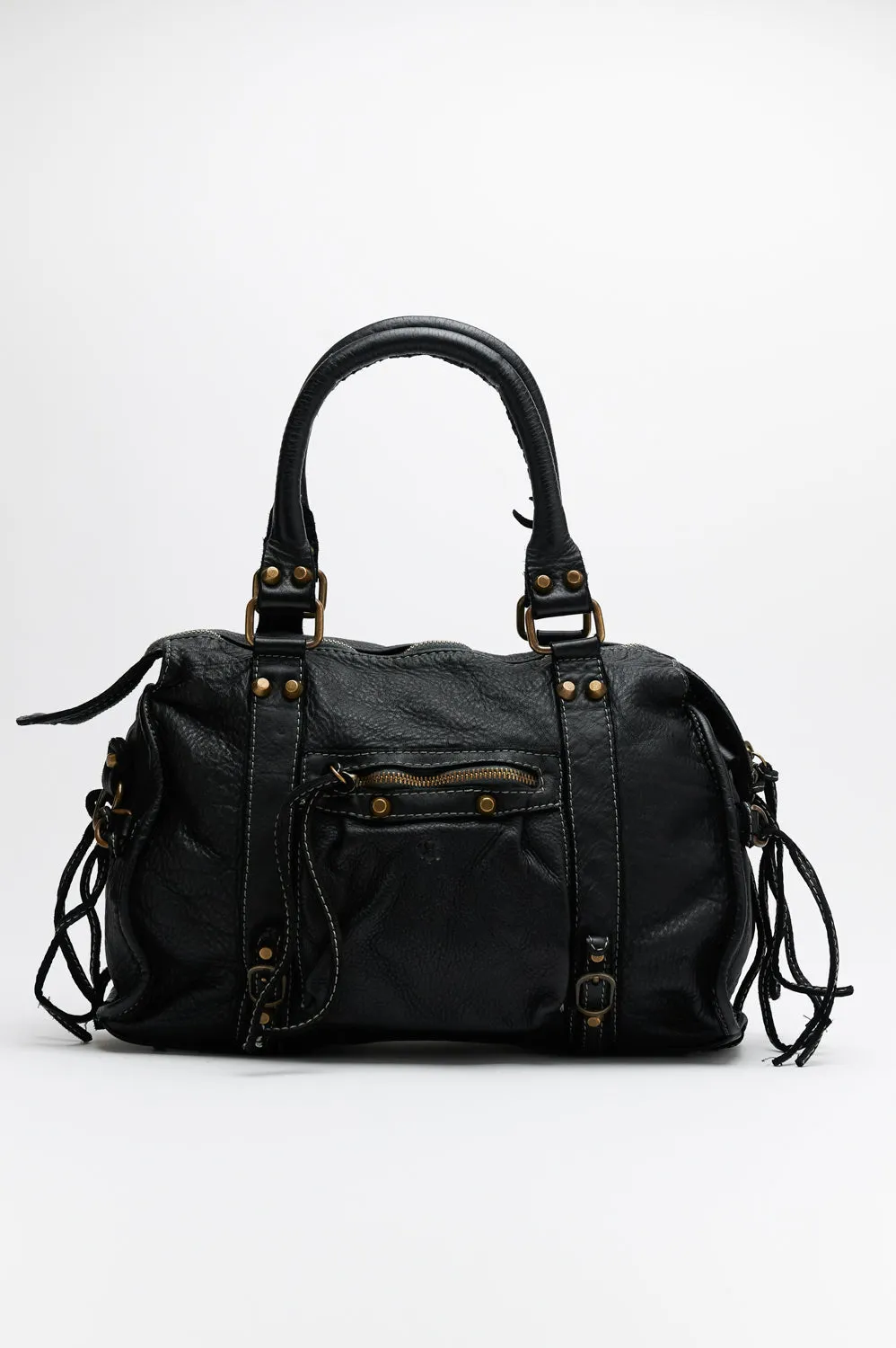 Verona leather bag with fringes