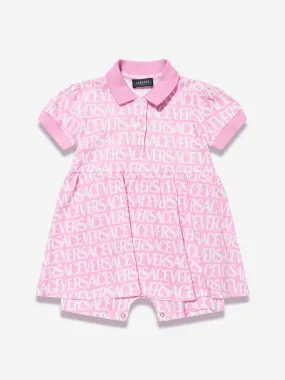 Versace Baby Girls Logo Romper Dress in Pink