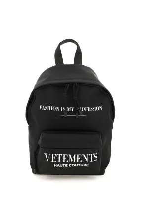 Vetements Logo Printed Zipped Backpack