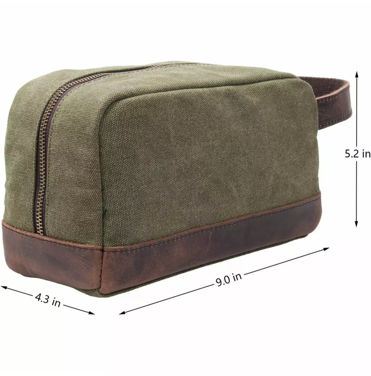 Vintage Canvas Zipper Dopp Kit With Leather Accents Bag