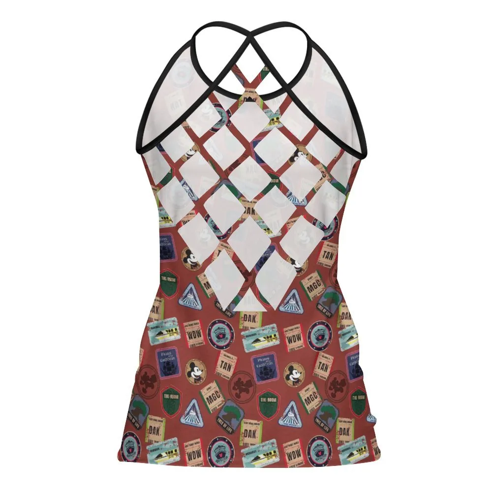 Vintage Luggage Women's Criss-Cross Open Back Tank Top