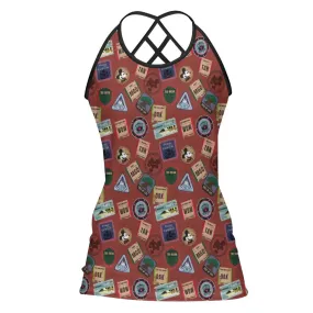 Vintage Luggage Women's Criss-Cross Open Back Tank Top