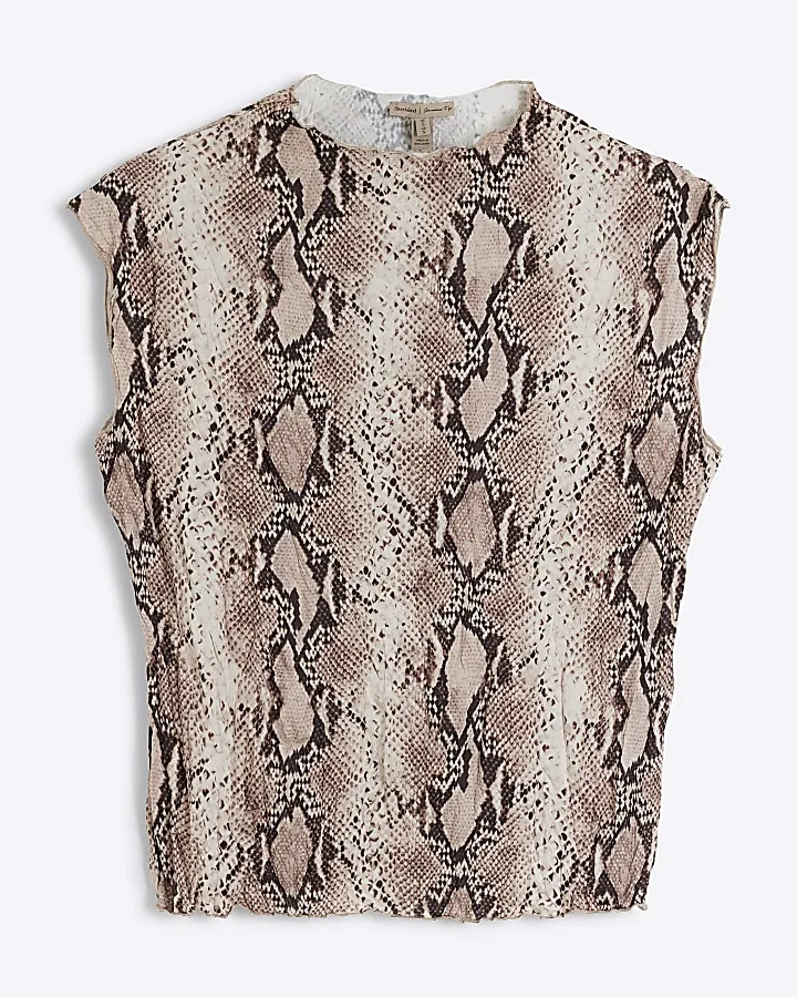 White snake print vest top