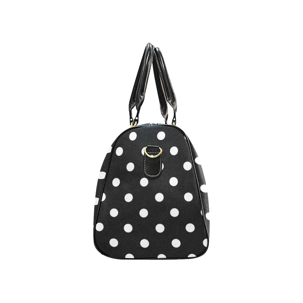 White With Black Polka Dots Waterproof Luggage Travel Bag