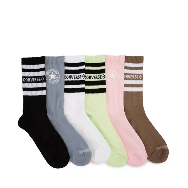 Womens Converse Pastel Crew Socks 6 Pack - Multicolor