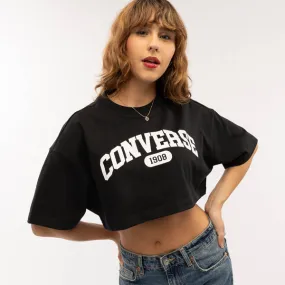 Womens Converse Sporty Logo Cropped Tee - Black