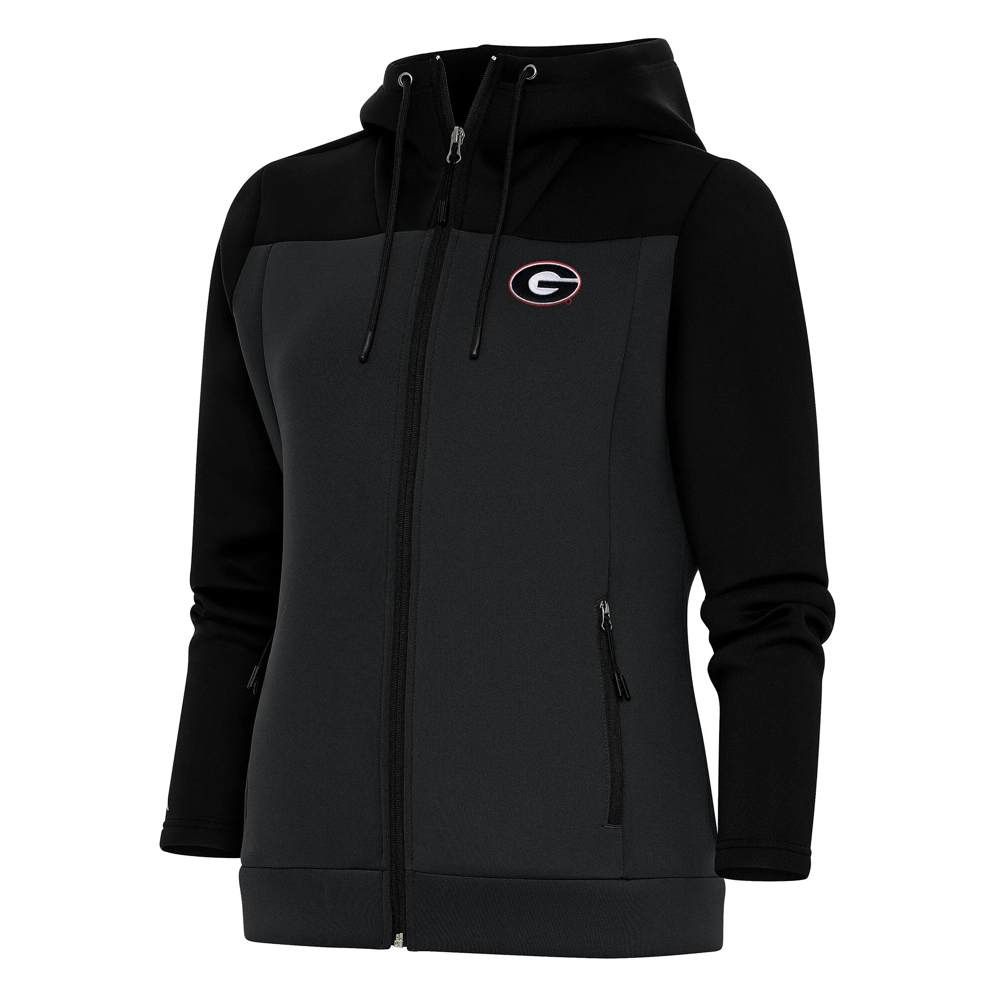 Women's Antigua  Black Georgia Bulldogs Protect Full-Zip Hoodie