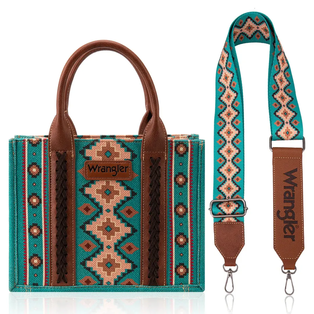 WRANGLER SOUTHWESTERN SMALL CROSS BODY BAG - TURQUOISE/TAN