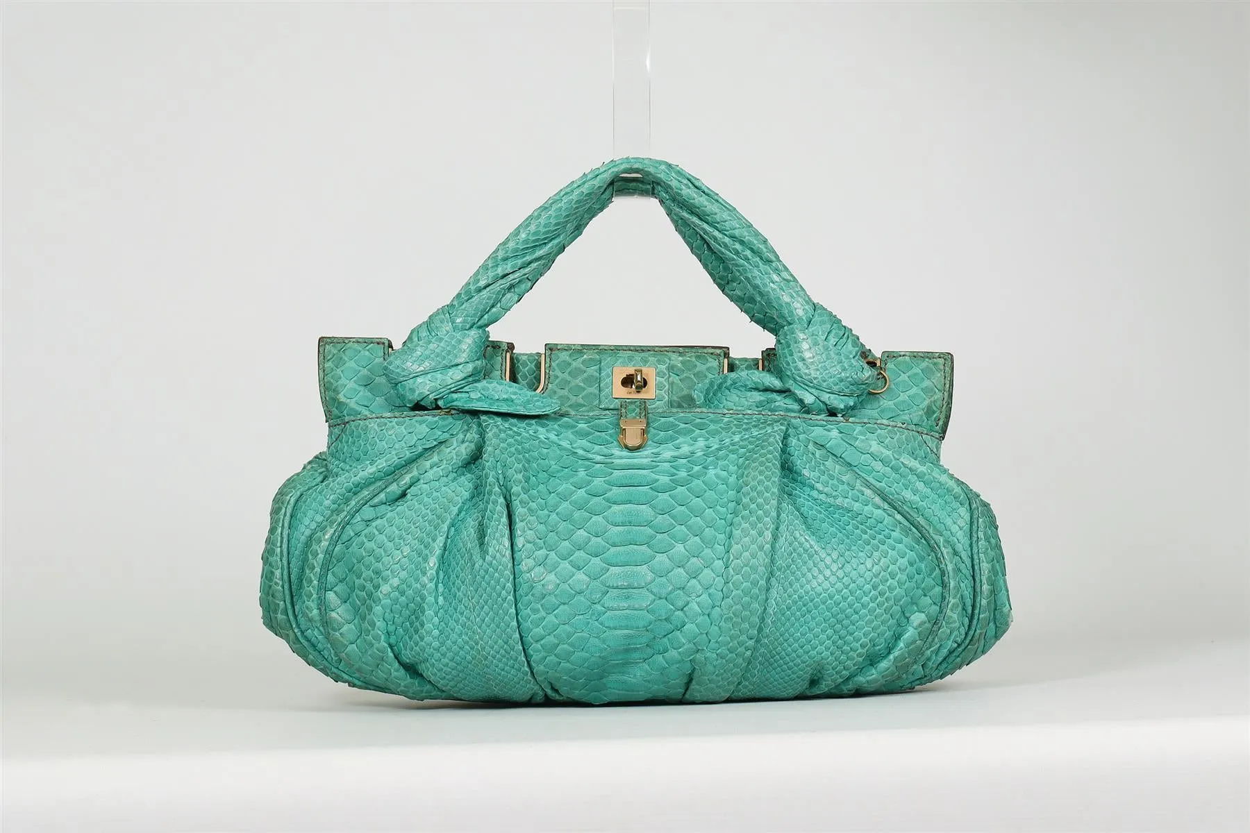 ZAGLIANI PYTHON AND LEATHER SHOULDER BAG