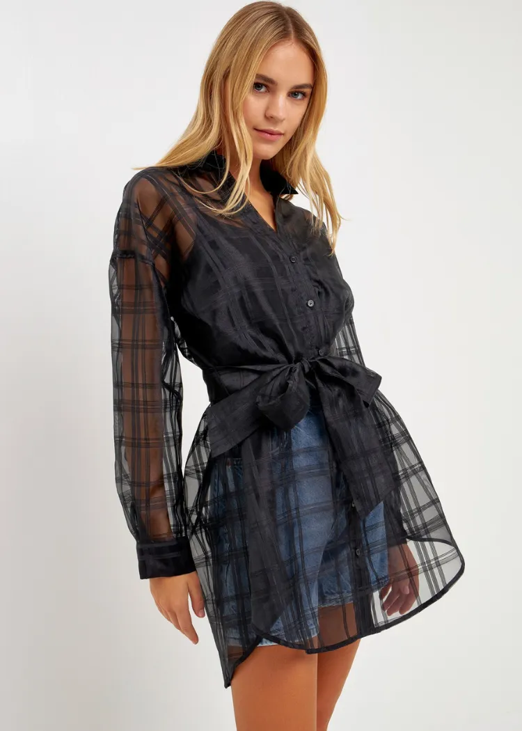 Zazie Sheer Organza Belted Tunic