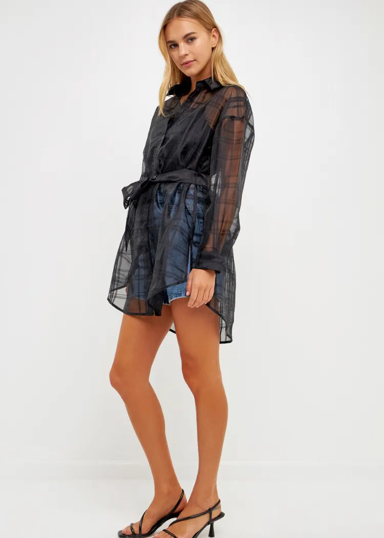 Zazie Sheer Organza Belted Tunic