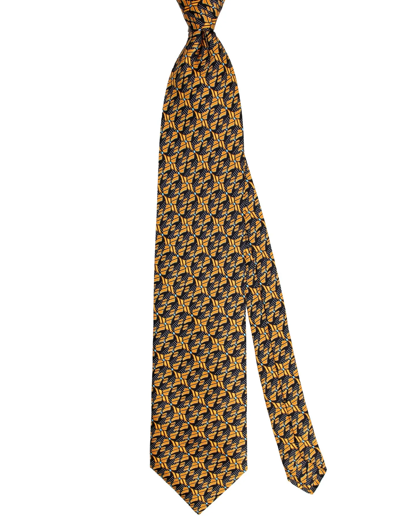 Zilli Silk Tie Olive Geometric - Wide Necktie FINAL SALE