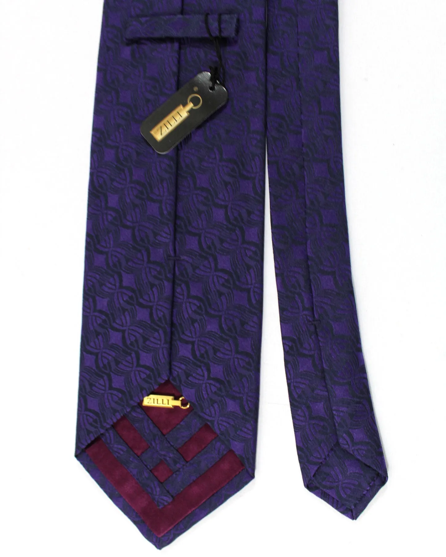 Zilli Silk Tie Purple Geometric - Wide Necktie