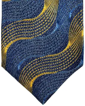 Zilli Silk Tie Royal Blue Orange Swirly Stripes - Wide Necktie FINAL SALE