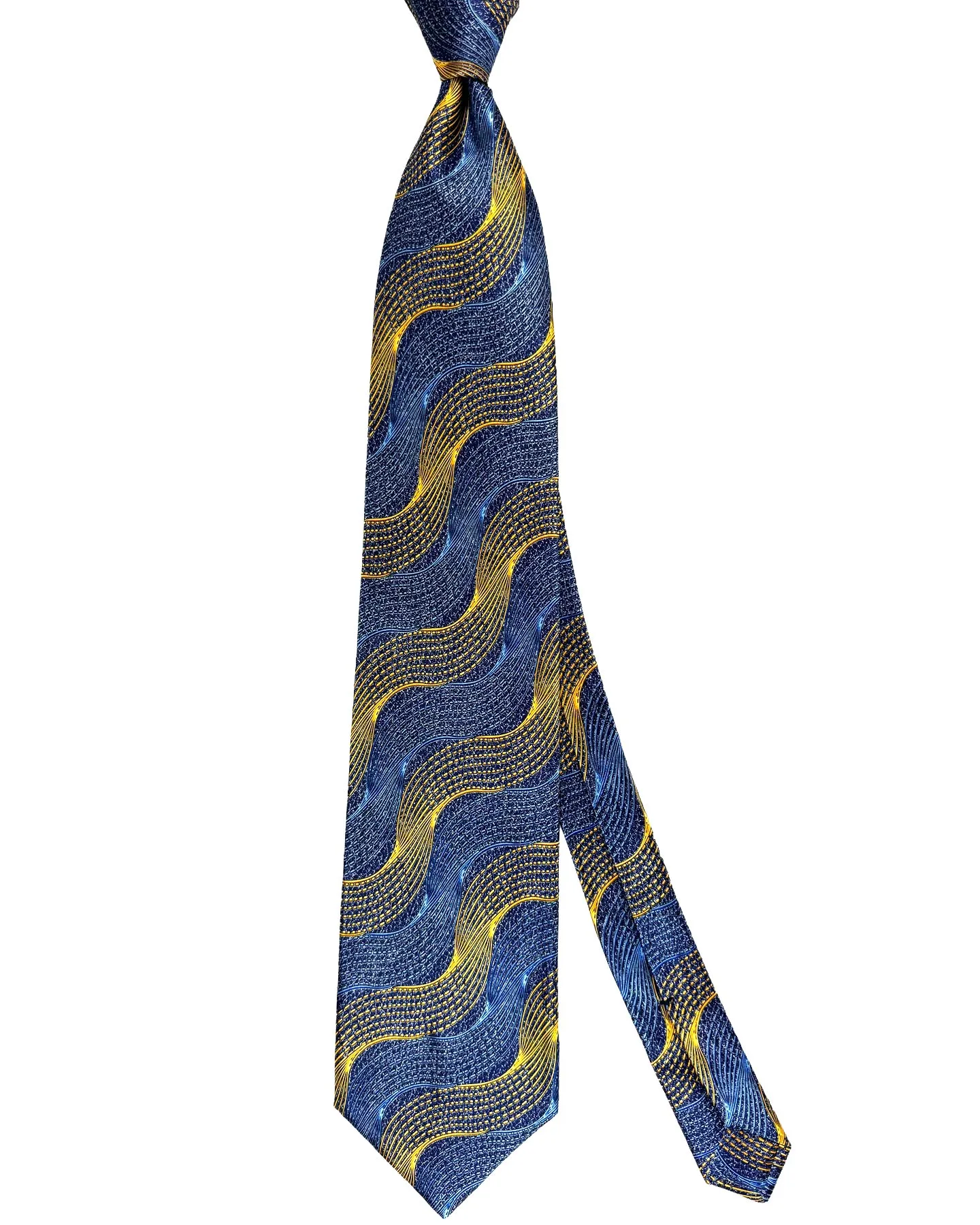 Zilli Silk Tie Royal Blue Orange Swirly Stripes - Wide Necktie FINAL SALE