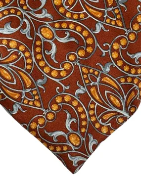 Zilli Tie Brown Gray Orange Ornamental - Wide Necktie